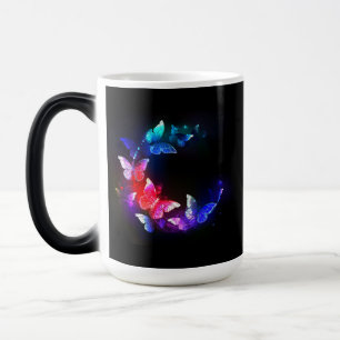 Mug Magic Papillons de nuit Neon brillants sur arrière - pla