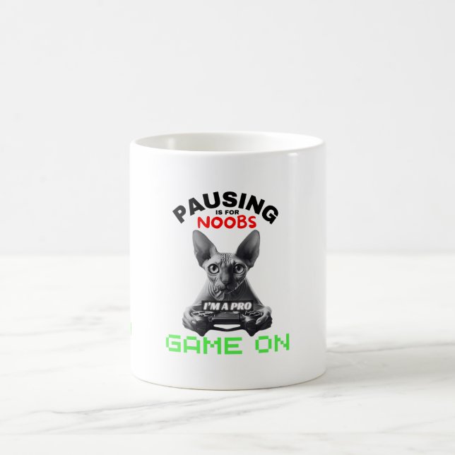 Mug Magic Pause jeu vidéo Sphynx Cat Noobs Joueur Funny (Centre)