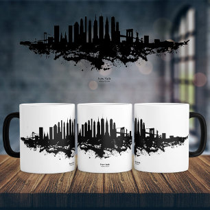 Mug Magic Paysage de New York à l'aquarelle Noir et Blanc