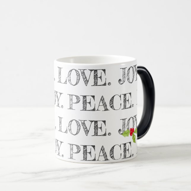 Mug Magic Peace Love Christmas Holly Festive Holiday (Devant droit)