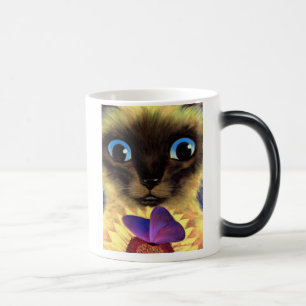 Mug Magic Peinture de chat siamois avec le papillon - multi