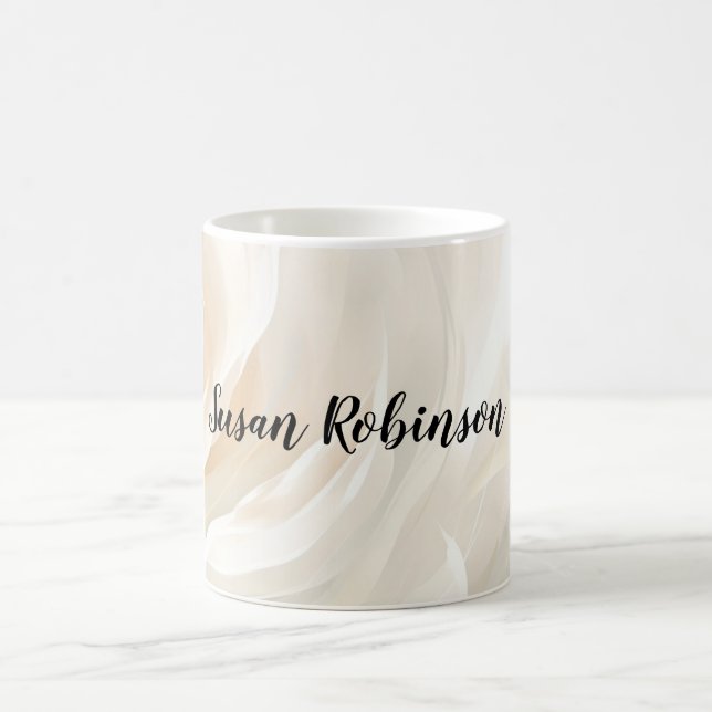 Mug Magic Peinture de fleurs abstraites de rose blanche (Centre)