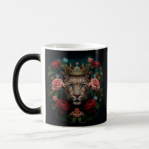 Mug Magic Peinture de Jaguar avec Couronne de Fleurs
