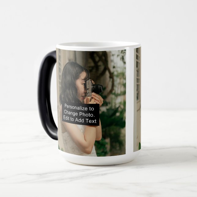 Mug Magic Personnalisé Deux Photos Oeuvre Slogan 15 oz Morph (Devant gauche)