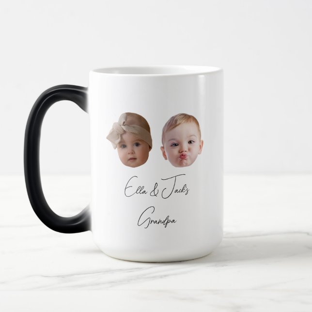 Mug Magic Personnalisé moderne Deux bébé cadeau visage Petit (Gauche)