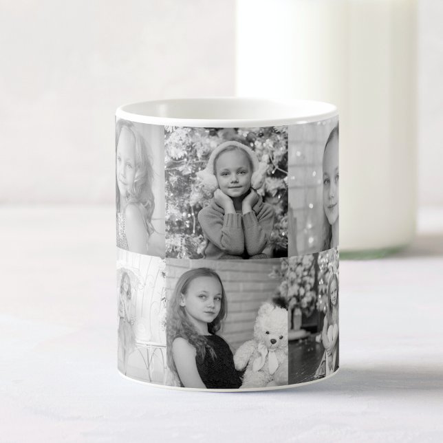 Mug Magic Personnalisé noir et blanc 10 souvenirs Collage ph (Créateur téléchargé)