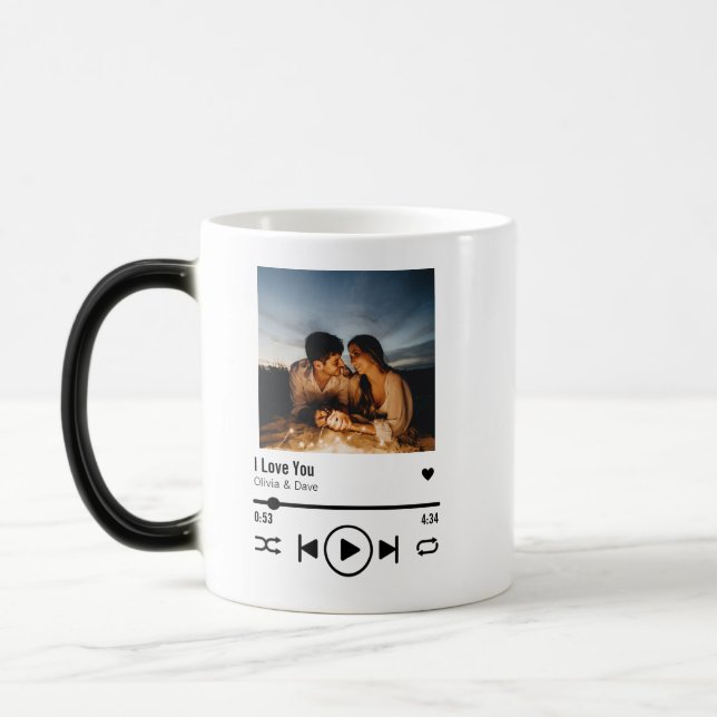 Mug Magic Personnalisée Saint Valentin Photo Song Playlist (Gauche)