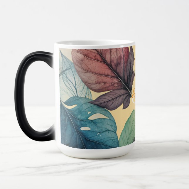 Mug Magic Personnaliser Initial & Nom Feuilles d'automne tas (Gauche)