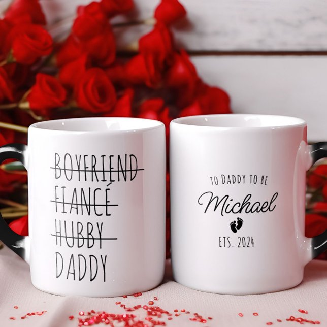 Mug Magic Petit ami à papa Grossesse Révéler Personnalisé (Boyfriend to Daddy Pregnancy Reveal Personalized Magic Mug)