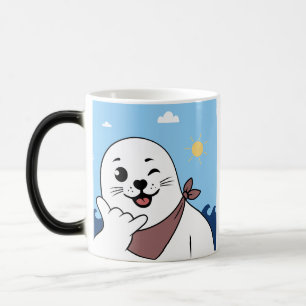 Mug Magic Phoque clignant d'œil portant un bandana faisant l