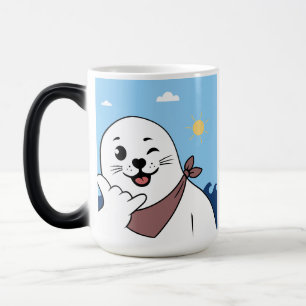 Mug Magic Phoque Clignant Portant un Bandana Faisant un Sign