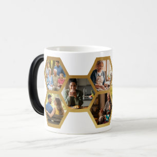 Mug Magic Photo Collage Gold Hexagon encadré