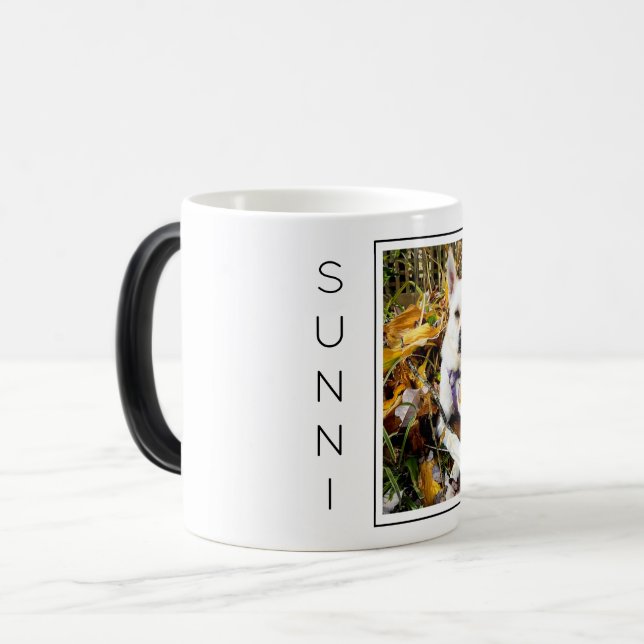 Mug Magic PHOTO personnalisée pour animaux de compagnie, NOM (Devant gauche)