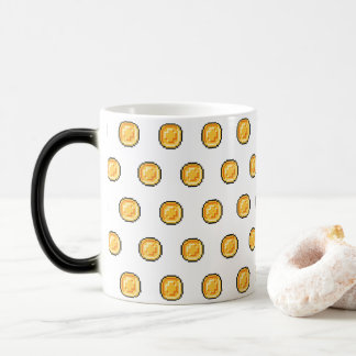 Mug Magic Pièce d'Or de Jeu Vidéo Motif de Style Pixel 8 Bit