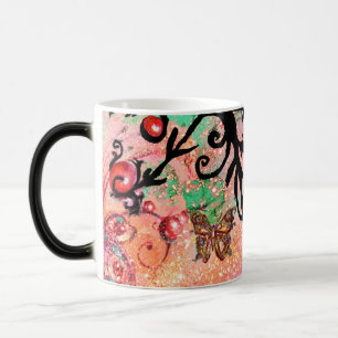 MUG MAGIC PINK SPARKLES PAPILLON, MONOGRAMME FLEURALE NOIRE,