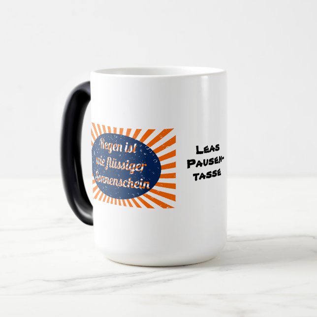 Mug Magic Pluie de soleil liquide avec noms (Devant gauche)