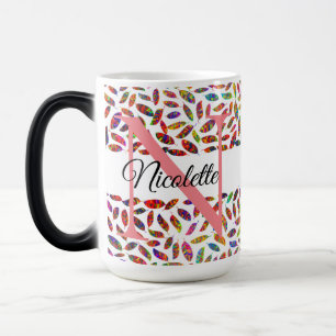 Mug Magic Plumes de Glitterie Colorée Monogramme Personnalis
