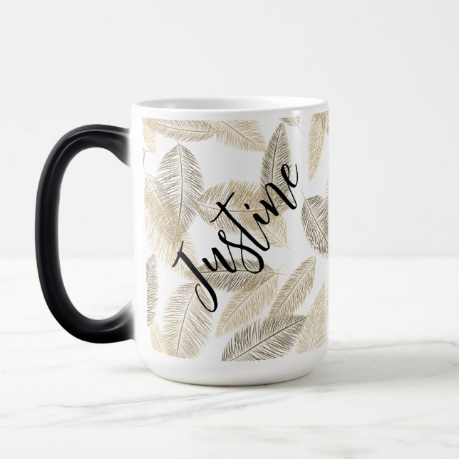 Mug Magic Plumes d'or chic sur personnalisées (Gauche)