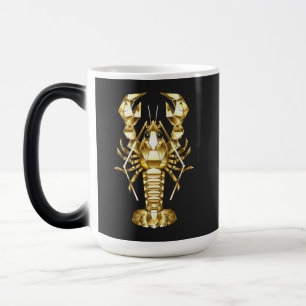 Mug Magic Poisson à langouste polygonale dorée sur noir