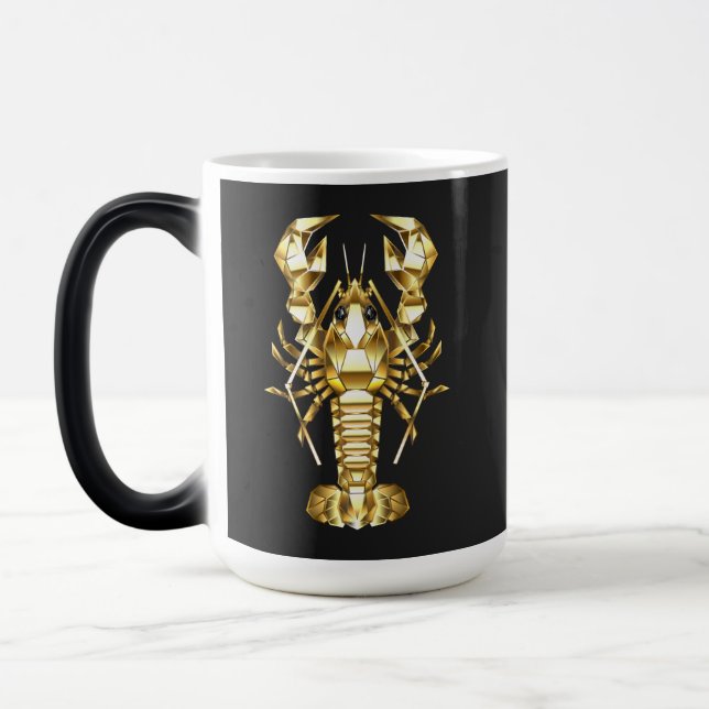 Mug Magic Poisson à langouste polygonale dorée sur noir (Gauche)
