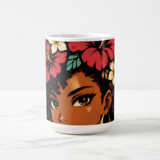Mug Magic Portrait d'anime de fille noire féroce