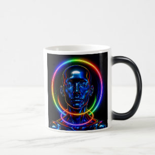 Mug Magic portrait futuriste métal bleu