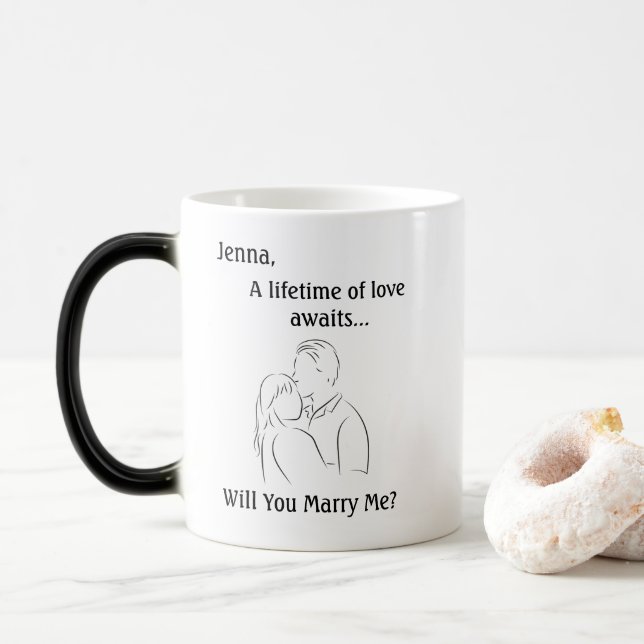 Mug Magic Proposition Minimaliste Épouser (Avec donut)
