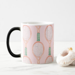 Mug Magic Raquette de tennis sur arrière - plan rose