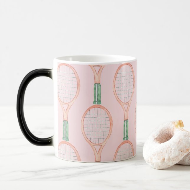 Mug Magic Raquette de tennis sur arrière - plan rose (Avec donut)