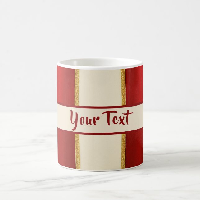 Mug Magic Rayure dorée rouge - Noël moderne (Centre)