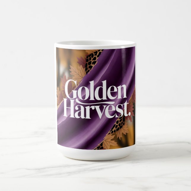 Mug Magic Récolte dorée Luxe Soie Violette Design d'Automne  (Centre)
