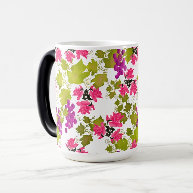 Mug Magic Récolte transparente raisin roses roses fleurs flo (Devant gauche)