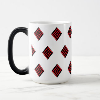 Mug Magic Red and Black Geometric Diamond Pattern Modern Tot