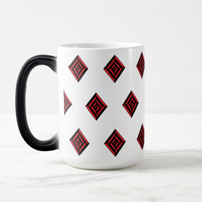 Mug Magic Red and Black Geometric Diamond Pattern Modern Tot (Gauche)