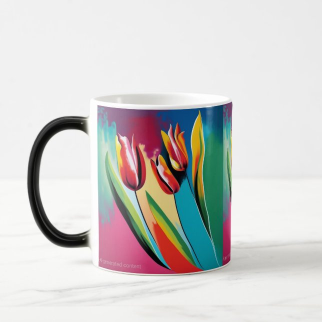 Mug Magic Red tulips abstract design (Gauche)