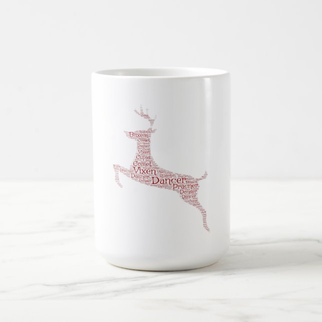Mug Magic Reindeer Word Art Rudolph Blixem Comet Cupide (Centre)