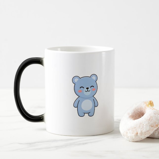 Mug Magic Relaxed Bear Minimal Kawaii Style (Avec donut)