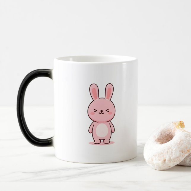 Mug Magic Relaxed Bunny Minimal Kawaii Style (Avec donut)