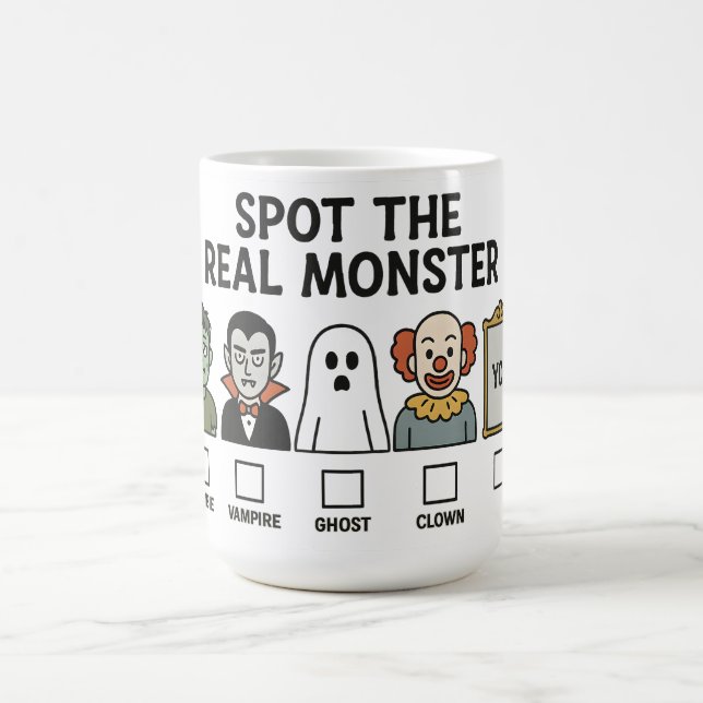 Mug Magic Repérez Le Vrai Monstre Drôle Vote Halloween Desig (Centre)