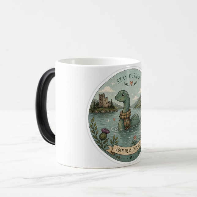 Mug Magic Restez Curieux Cozy Cryptide Nessie Monstre du Loc (Devant gauche)