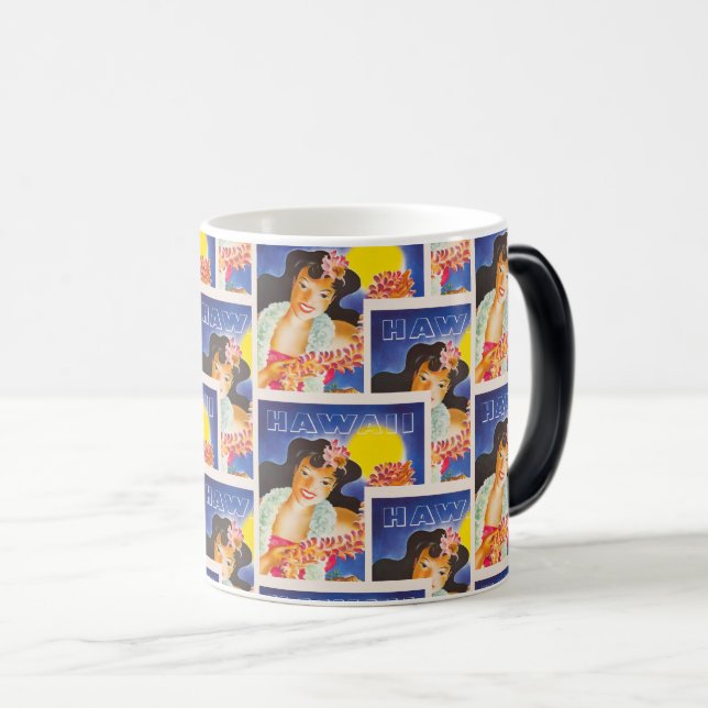Mug Magic Retro Hawaii Flower Girl Art (Devant droit)