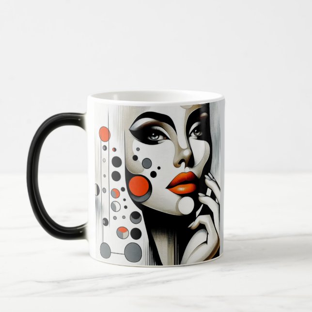 Mug Magic Retro Pop Diva : Elégance géométrique Art Abstrait (Gauche)
