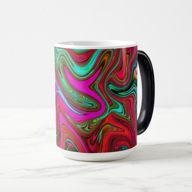 Mug Magic Retro Super Magenta, Rouge et Bleu Art Abstrait (Devant droit)