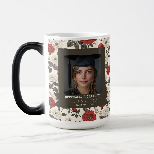 Mug Magic Rose Fleur Élégante Promotion Diplômée De (Gauche)