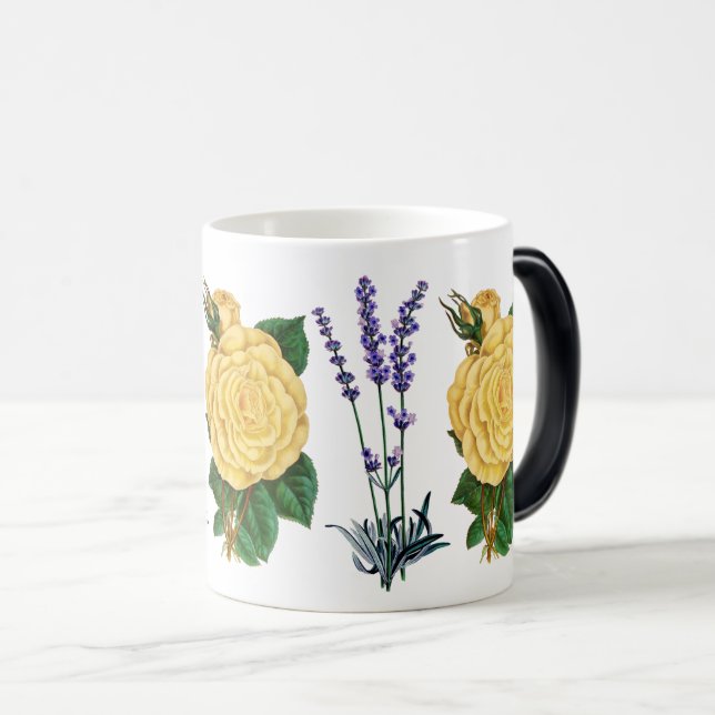 Mug Magic Roses Jaunes & Lavande Douce Élégance Florale (Devant droit)