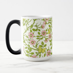 Mug Magic Roses sauvages et papillons /rose/vert pâle/jaune