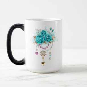 Mug Magic Roses turquoise avec touches