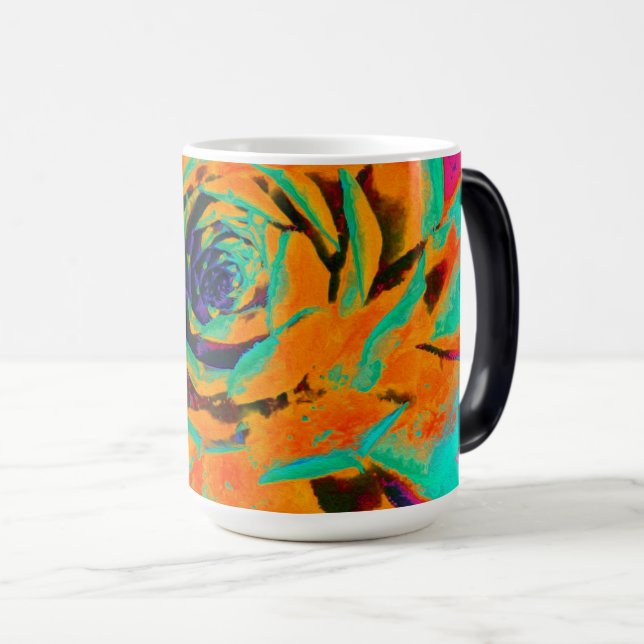 Mug Magic Rosette Succulente Aquamarine et Orange (Devant droit)