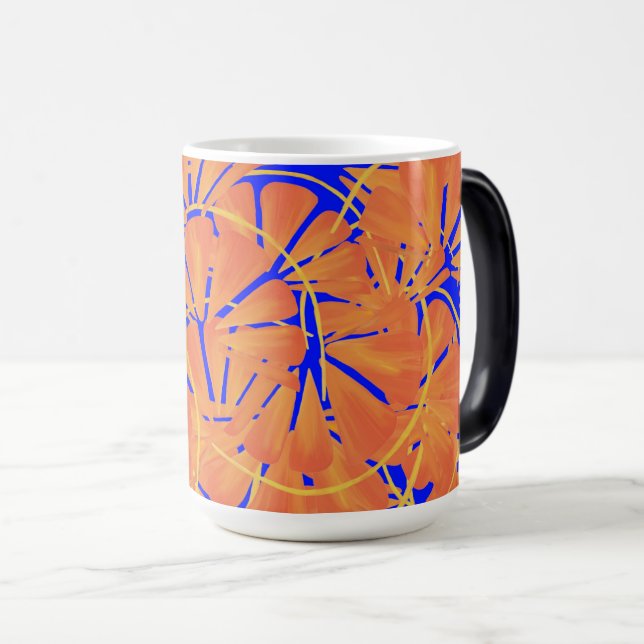 Mug Magic Royal Blue And Citrus Orange Tropical Art Design (Devant droit)