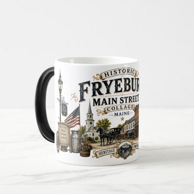 Mug Magic Rue principale historique de Fryeburg Collage Coul (Devant gauche)